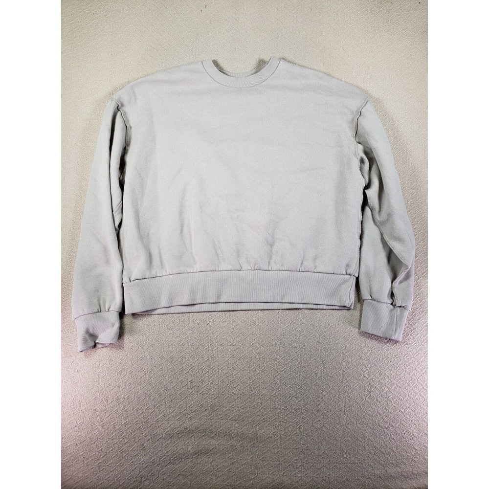 Genquo Sweatshirt Womens Small Gray Fleece Long Sleeve Crew Neck Casual Pullover